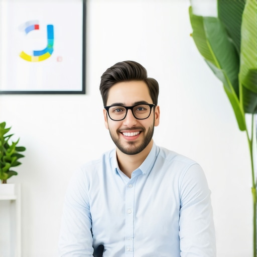 Advanced GBP Management with AI Business owner utilizing AI tools to optimize Google Business Profile in a modern office