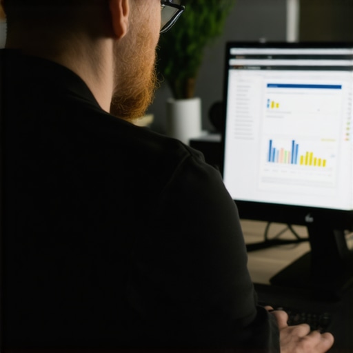 Data Analytics for Local SEO Business owner reviewing local SEO analytics on a laptop