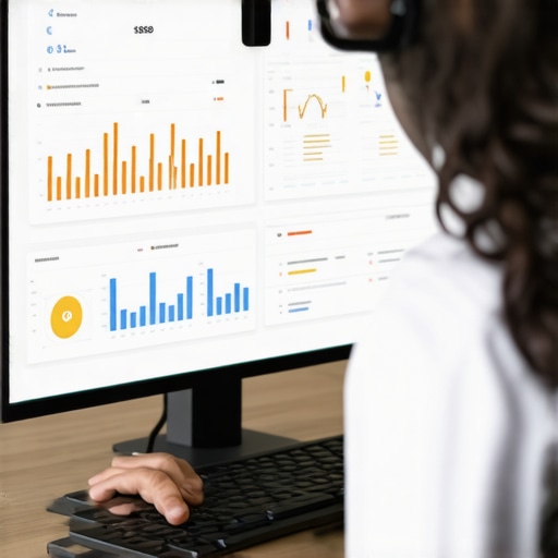 A professional analyzing local SEO data and schema markup on a computer screen.