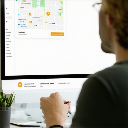 Optimizing Schema and Geotargeted Content for Local SEO Business owner working on schema markup and local content strategies for map ranking improvement.