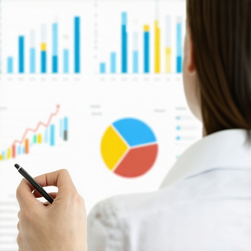 SEO analyst reviewing local SEO analytics data with charts.