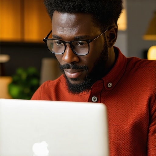 Business owner editing and optimizing Google Business Profile using a laptop.