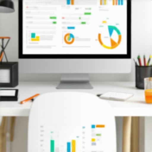 Office desk with monitors displaying local SEO analytics, citation management, review dashboards, and keyword tracking tools