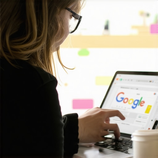 Business owner analyzing local SEO and Google My Business analytics