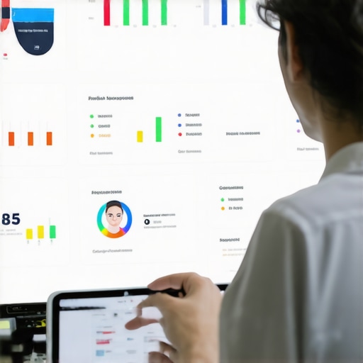 Analytics Dashboard for GBP Maintenance Person reviewing SEO analytics and profile metrics on a computer screen.