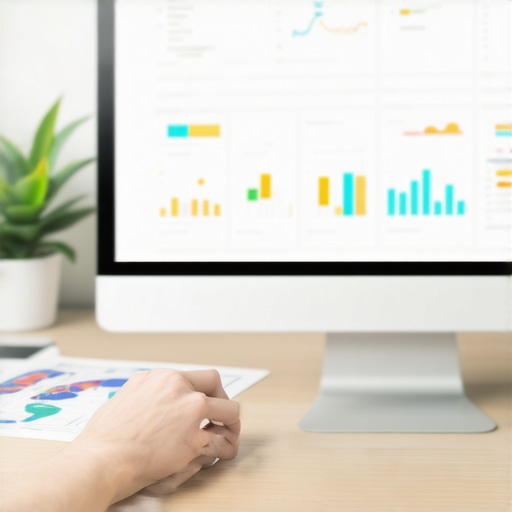 Analyzing Local SEO Data for Map Ranking Stability Person reviewing SEO analytics on a laptop with maps and graphs
