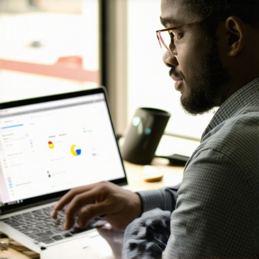 Business owner working on Google Profile optimization with devices