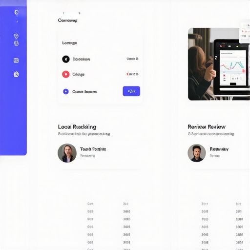 Dashboard interface displaying local search positions and review analytics.