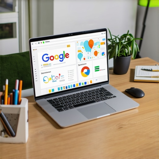 A workspace setup featuring SEO software dashboards and tools used for local profile optimization.