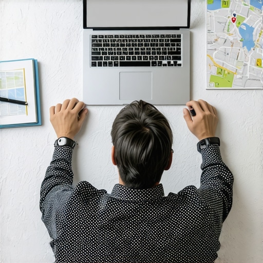 Person optimizing Google Business Profile on laptop