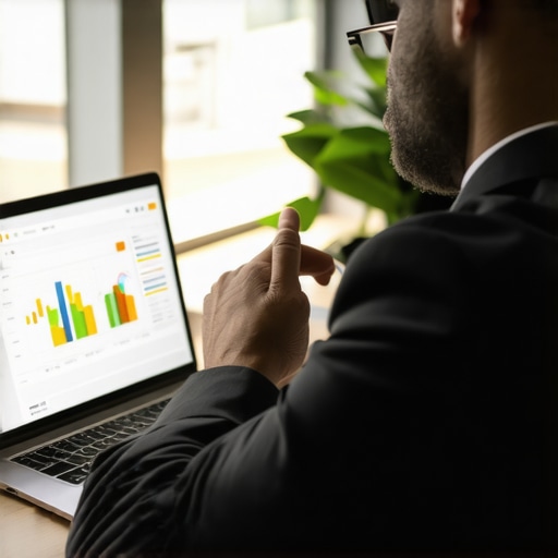 Person reviewing local SEO analytics on a laptop screen showing charts and graphs.