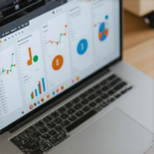 A person reviewing local SEO analytics on a laptop, focusing on maps and performance charts.