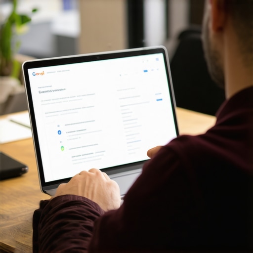Person analyzing and correcting business profile details online.