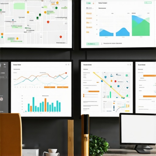 Workspace showing SEO analytics and map management tools.