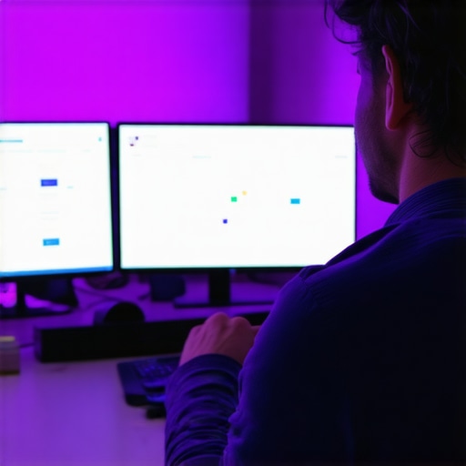 A person analyzing SEO data and tools for Google Business Profile management.