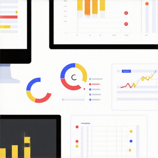 A workspace with multiple screens displaying SEO rankings, analytics, and content scheduling tools, illustrating effective GBP maintenance.