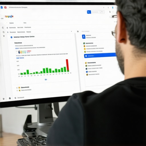 Business owner actively updating and engaging with their Google Business Profile on a laptop.