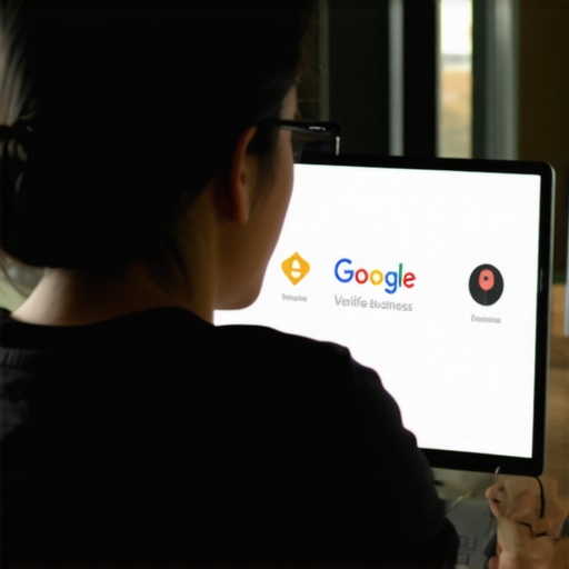 Digital marketer optimizing Google Business Profile on computer.